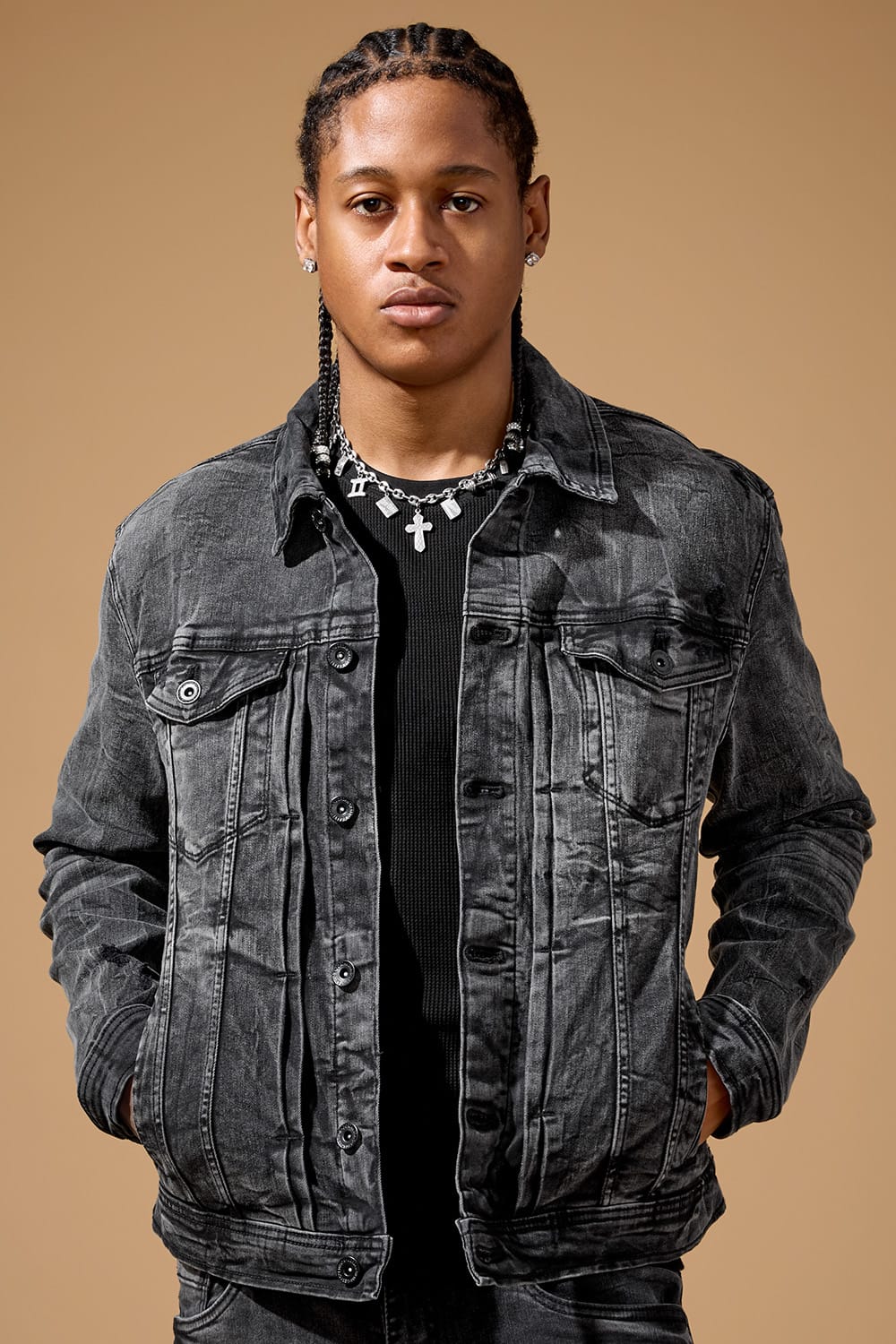 Jordan Craig Foundry Denim Trucker Jacket Black Ice / S