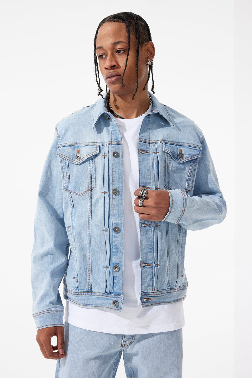 Crenshaw Denim Trucker Jacket Ice Blue