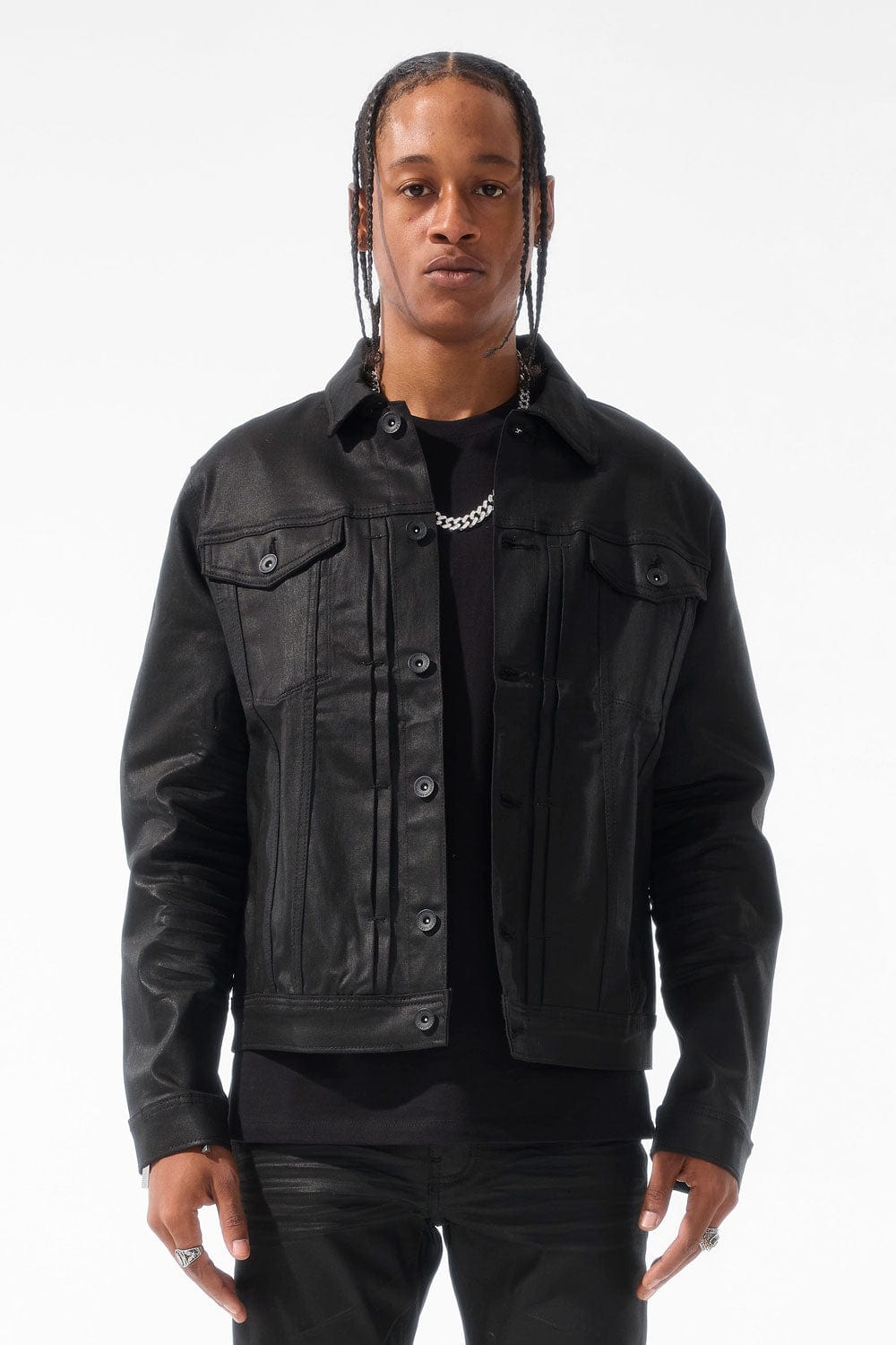 Jordan Craig Smooth Criminal Denim Trucker Jacket (Jet Black) S / Jet Black