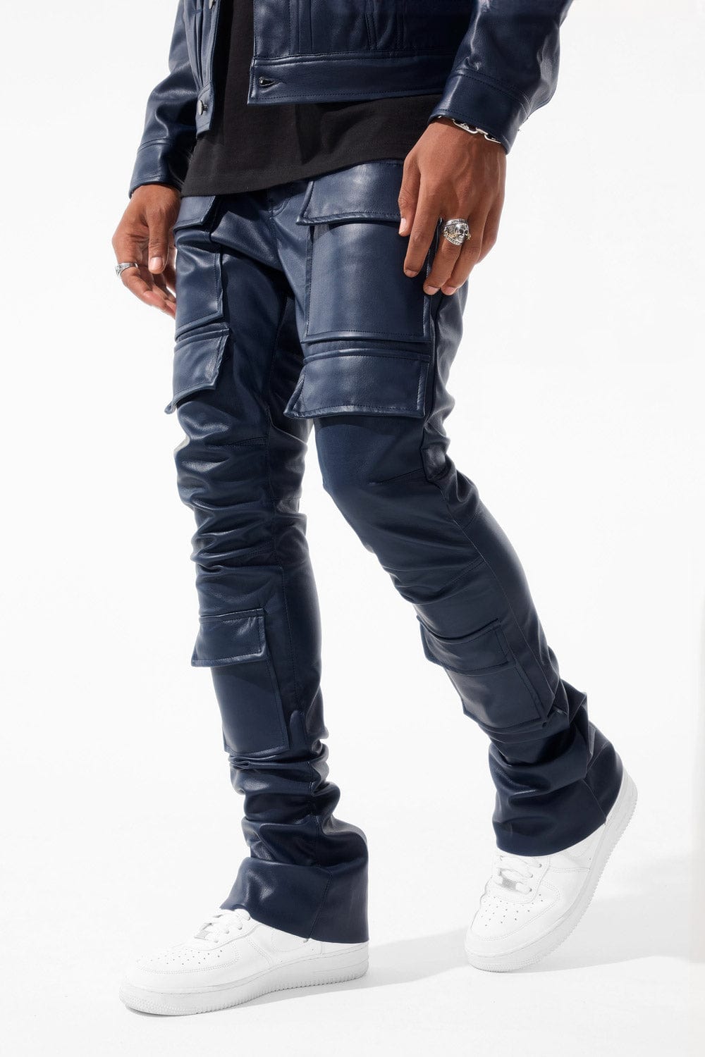 Ross Stacked Thriller Cargo Pants Midnight Blue