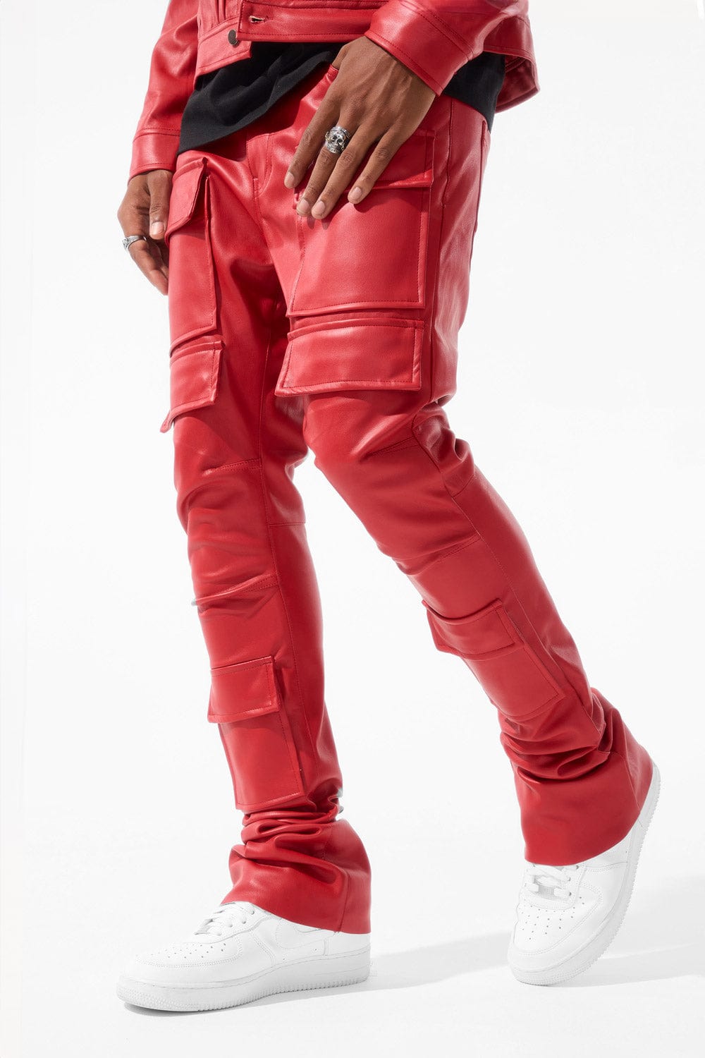 Pocket Cargo Trousers Red Red Black Cotton Cargo Pants Men Fashion