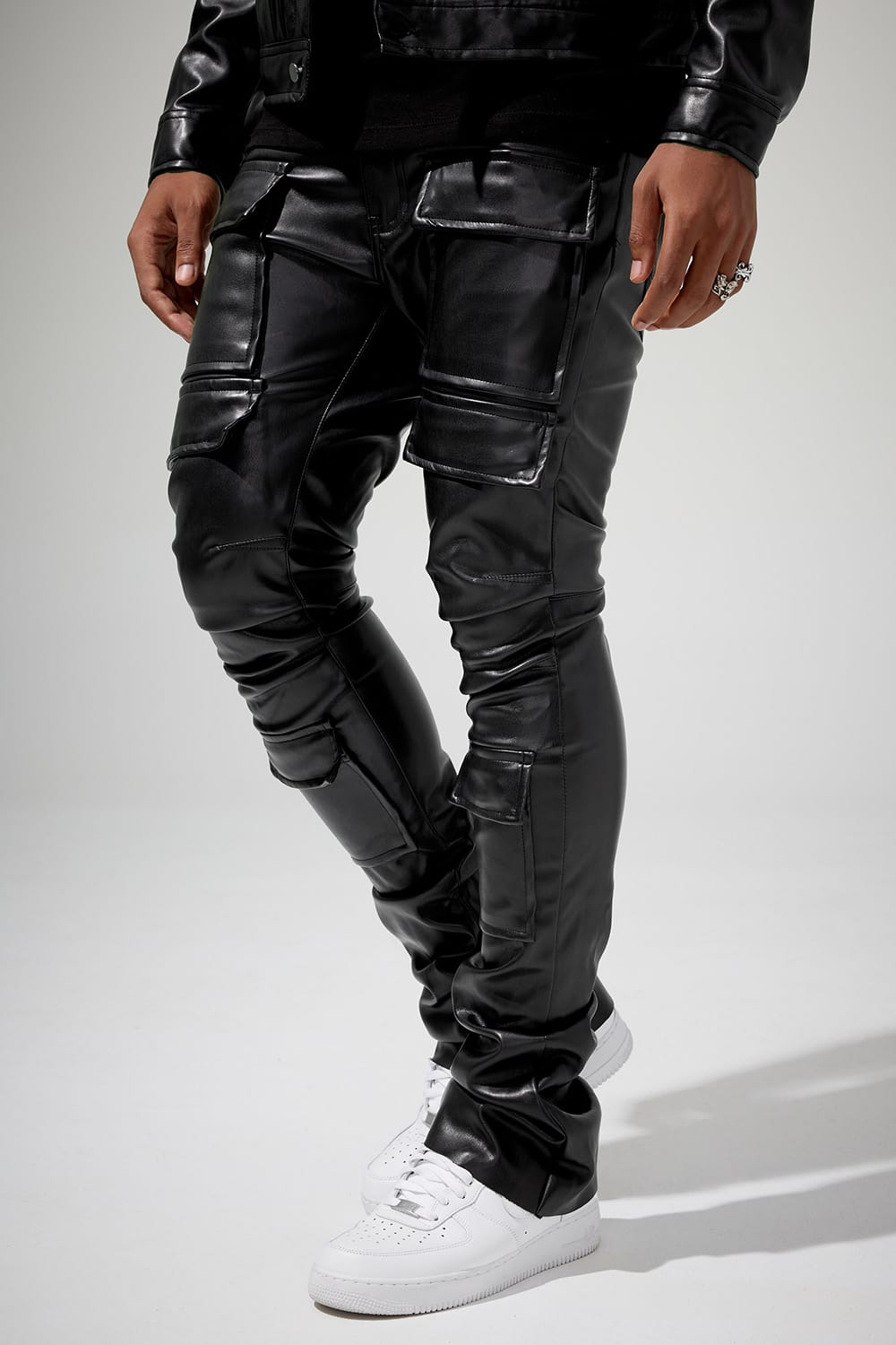 Jordan Craig Skinny Stacked Fit - Thriller Cargo Pants (Black) - Ross Stacked Collection