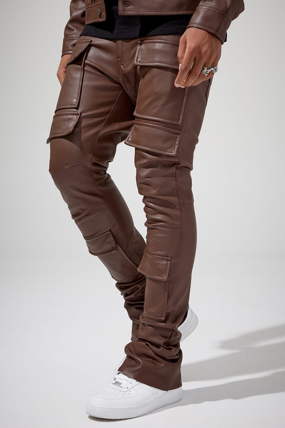 Jordan Craig Skinny Stacked Fit - Thriller Cargo Pants (Brown) - Ross Stacked Collection