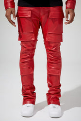 Skinny Stacked Fit - Thriller Cargo Pants (Red) - Ross Stacked Collection