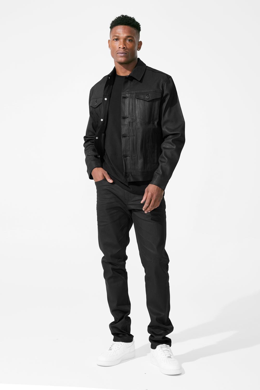 Jet black jean jacket hotsell