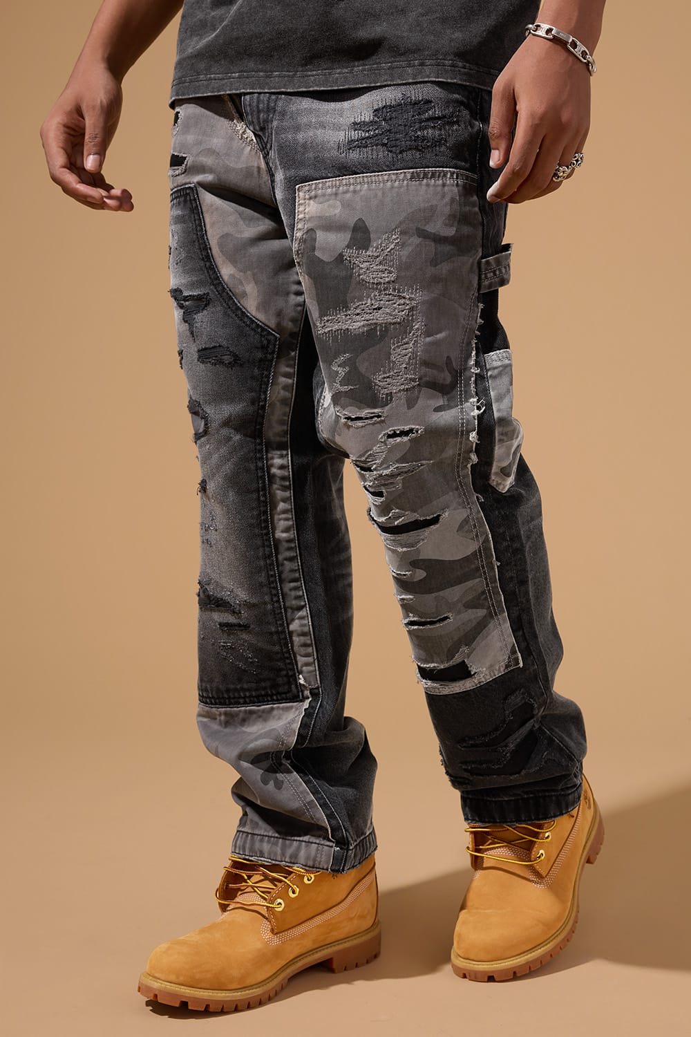 108羅漢    黒檀 Wide Leg Fit - Craftsman Denim (Black Shadow) - Brian Collection