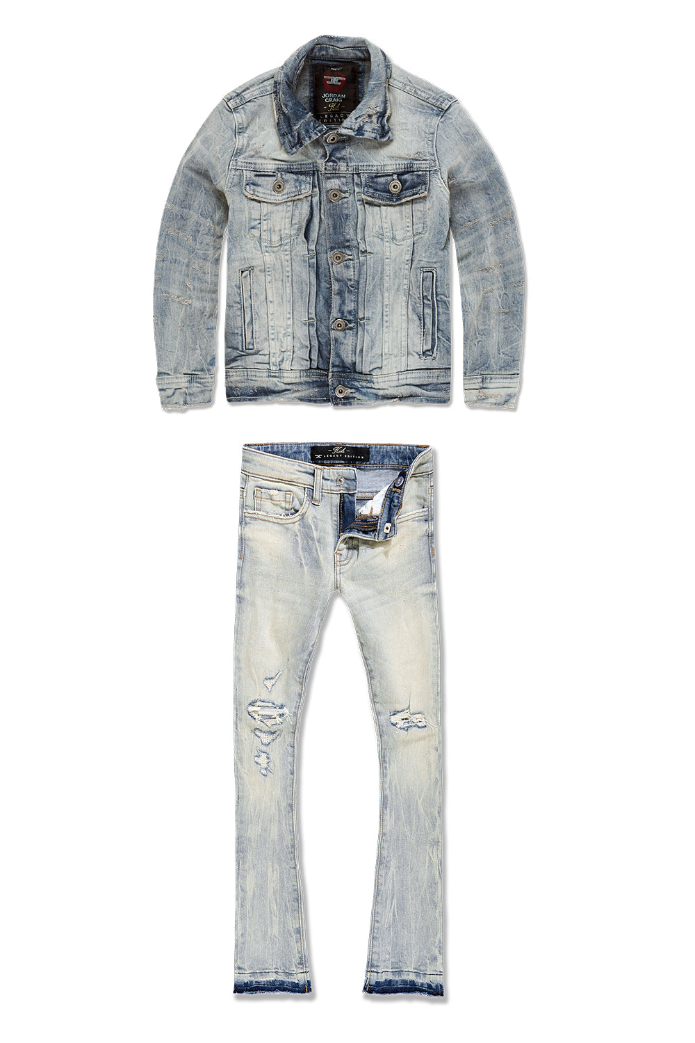 Kids Bayside Attitude Stacked Denim Set (Iced Lager)