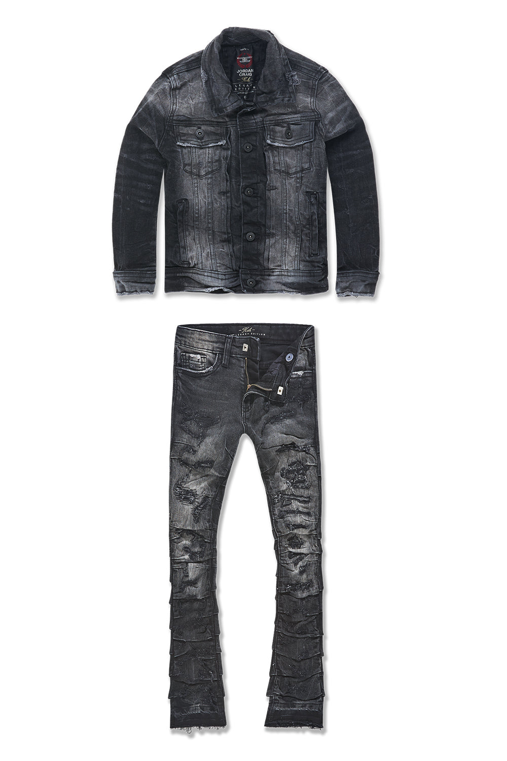 Kids Bayside Ripple Stacked Denim Set (Industrial Black)