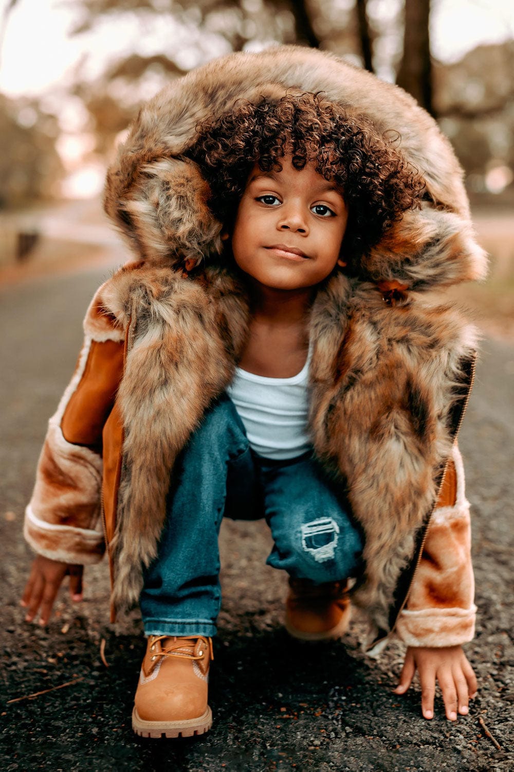 JC Kids Kids El Jefe Shearling Moto Jacket (Cognac) 2 / Cognac