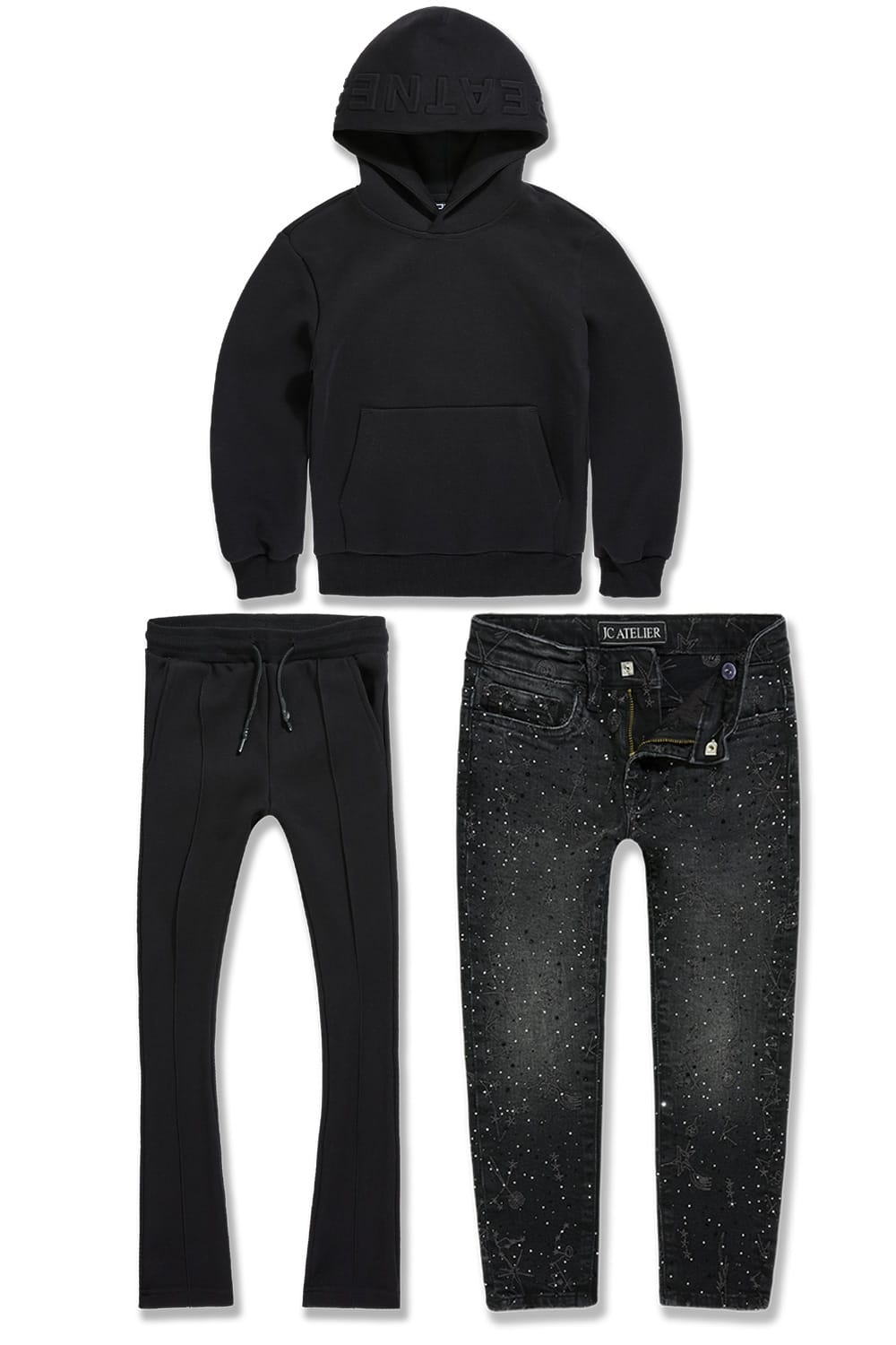 JC Kids Kids Fleece Denim 3 Pack (Black) 2