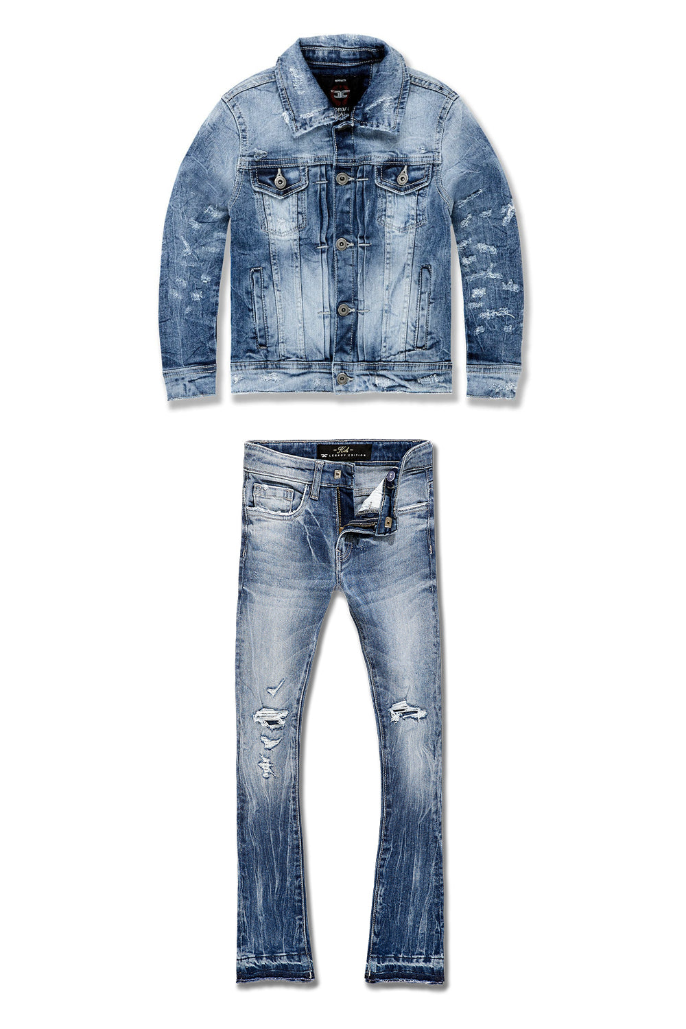 Jordan Craig Kids Hamilton Attitude Stacked Denim Set (Aged Wash) 2