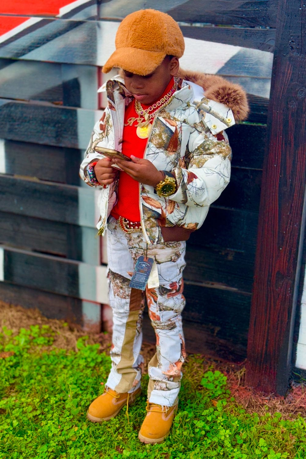 JC Kids Kids Stacked Camo Cargo Denim (Snow Camo)