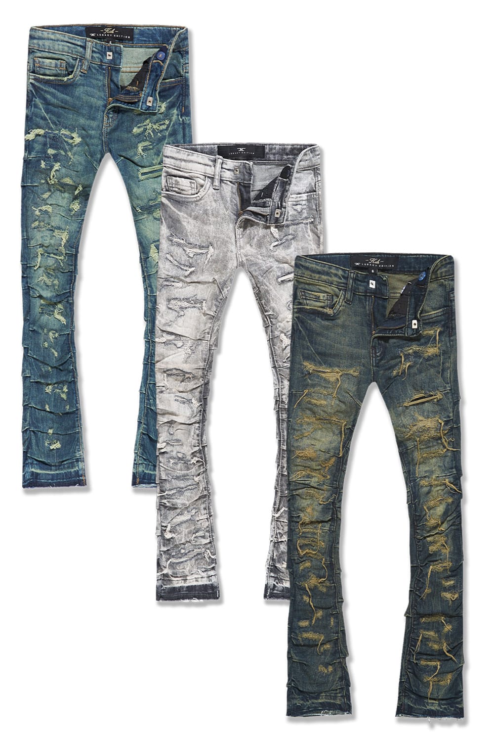 JC Kids Kids Stacked Ripple Effect Denim 3 Pack #1 2