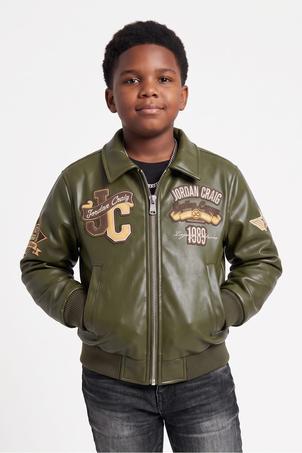 JC Kids Kids Legacy Everlasting Varsity Jacket (Olive)