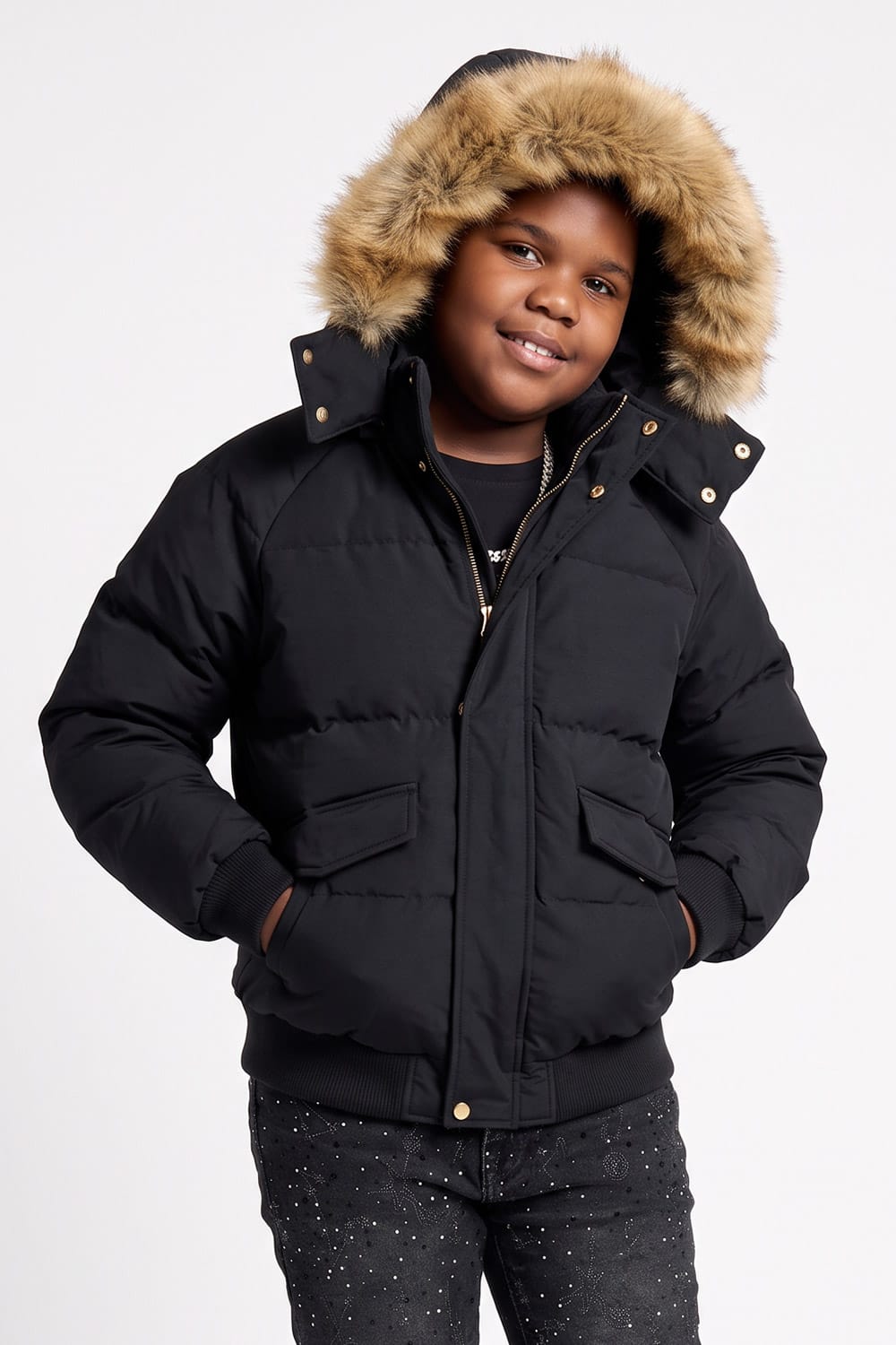 JC Kids Kids Atlantic Ave Bomber Jacket (Black)