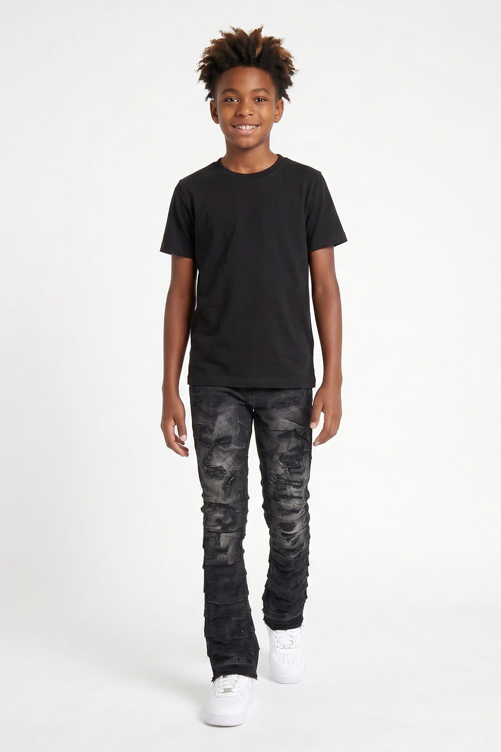 JC Kids Kids Stacked Ripple Effect Denim (Black Shadow)