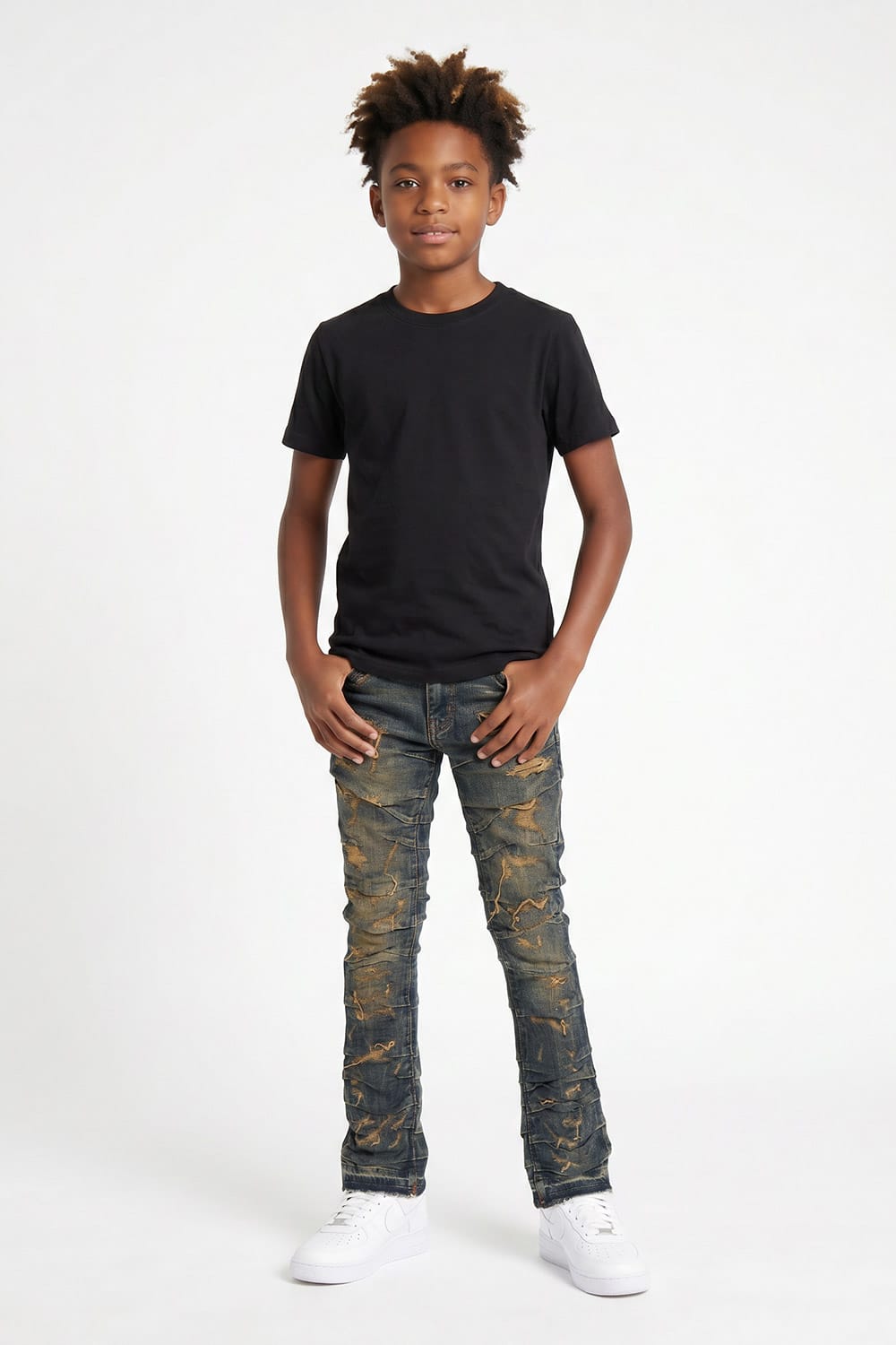 JC Kids Kids Stacked Ripple Effect Denim (Dark Vintage)