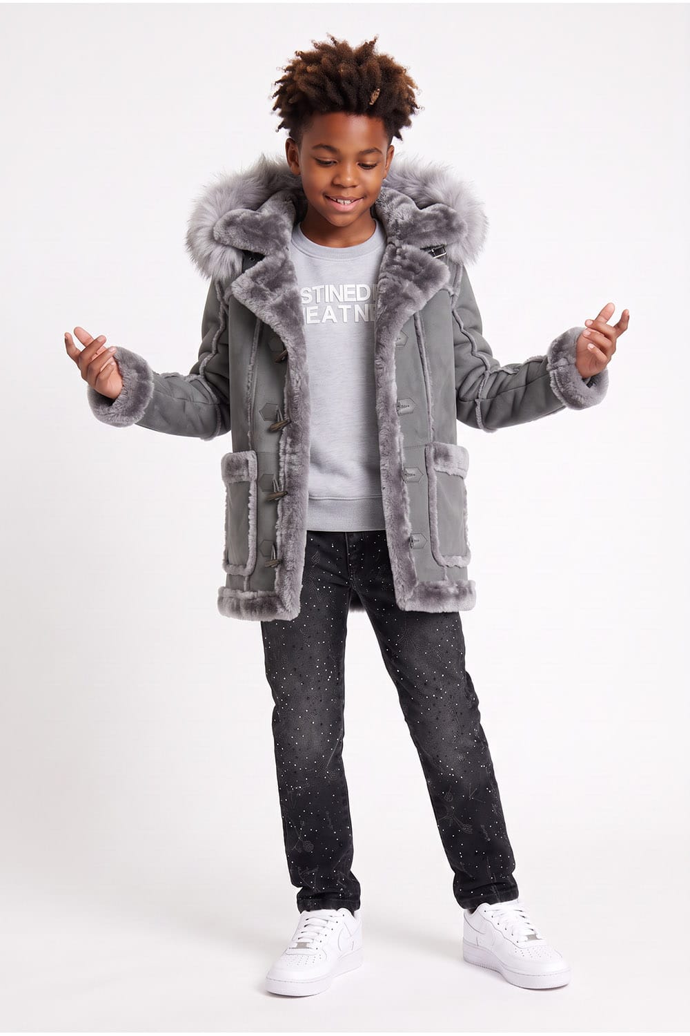 JC Kids Kids Denali Shearling Jacket (Charcoal)