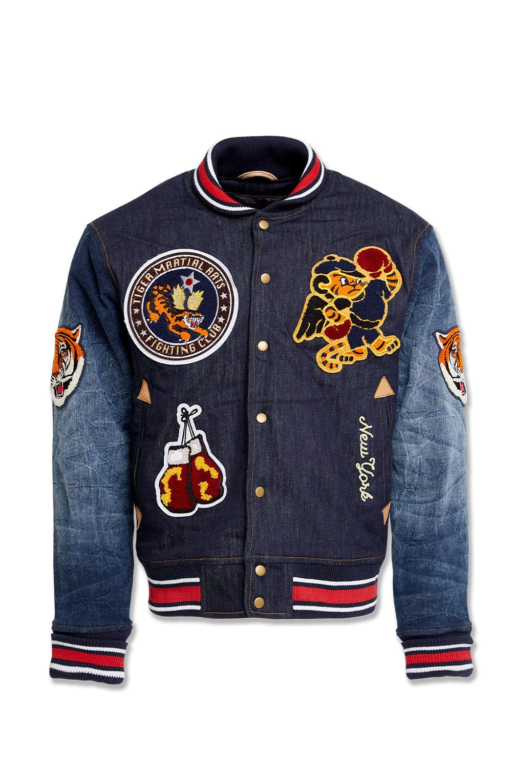 Jordan Craig Crouching Tiger Denim Varsity Jacket (Dark Blue) S / Dark Blue