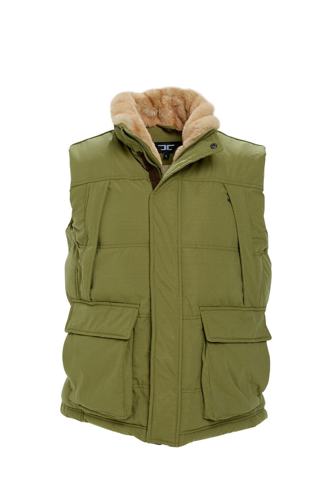 Yukon Fur Lined Puffer Vest (Army Green)