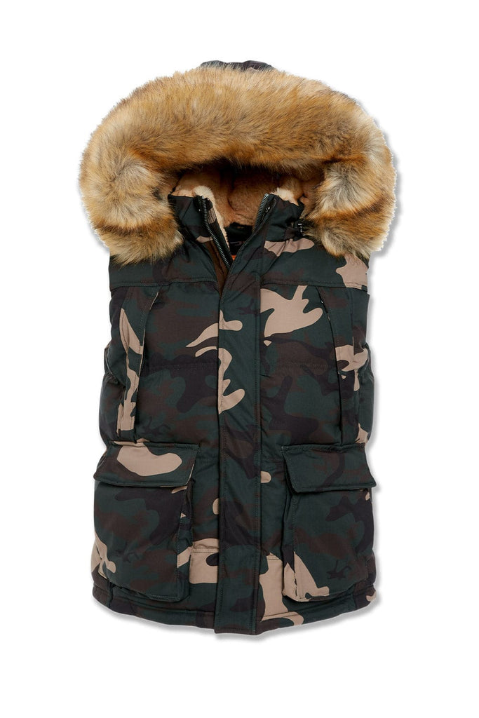 Yukon Fur Lined Puffer Vest (Woodland)
