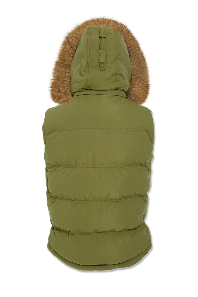 Jordan Craig Yukon Fur Lined Puffer Vest (Army Green)