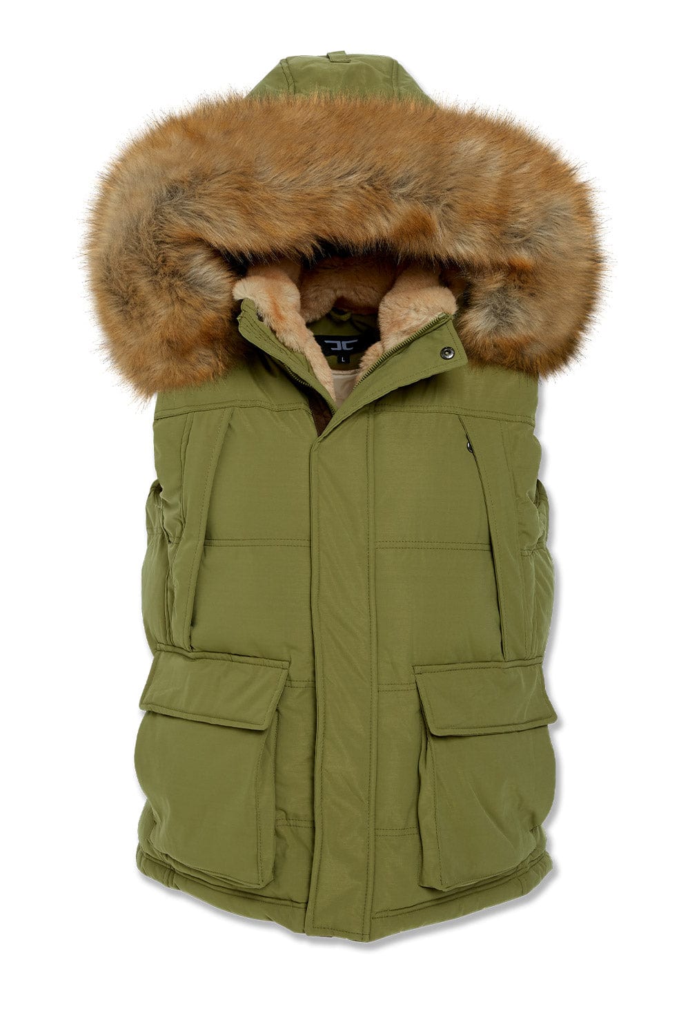 Green vest clearance with fur hood