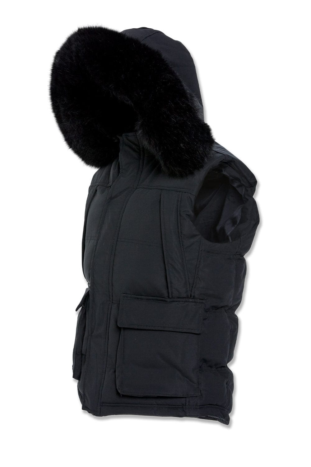 JC Big Men Big Men's Yukon Fur Lined Puffer Vest (Black)