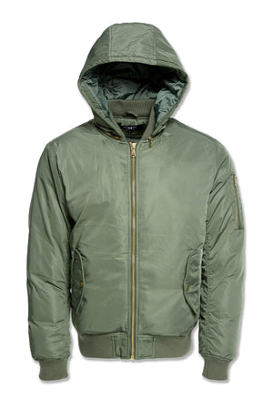 Green bomber jacket with hotsell grey hood