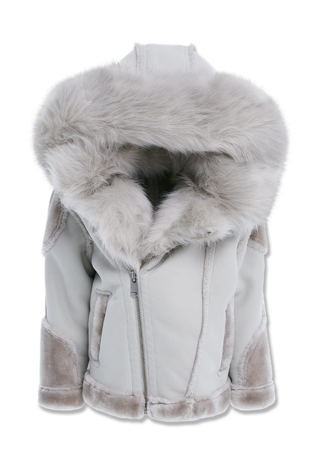 JC Kids Kids El Jefe Shearling Moto Jacket (Arctic Wolf) 2 / Arctic Wolf