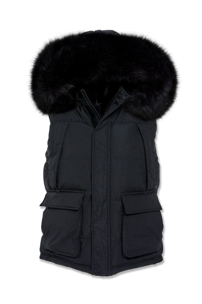 Big Men's Yukon Fur Lined Puffer Vest (Black)