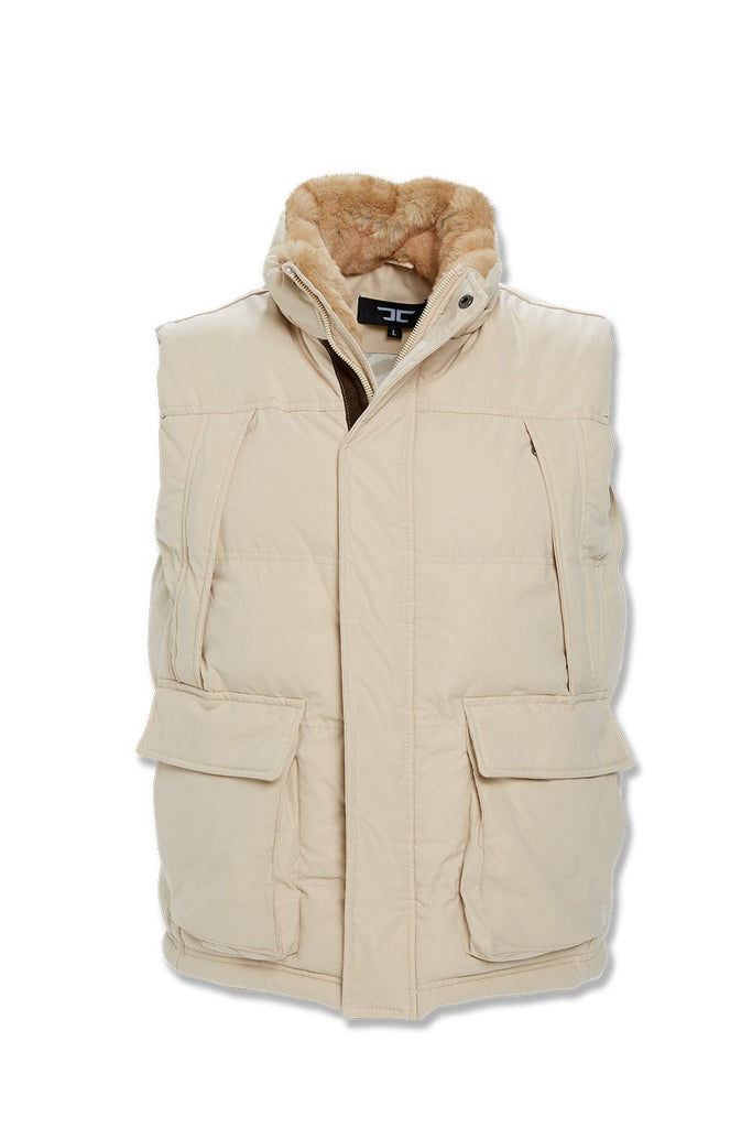 Big Men's Yukon Fur Lined Puffer Vest (Khaki)