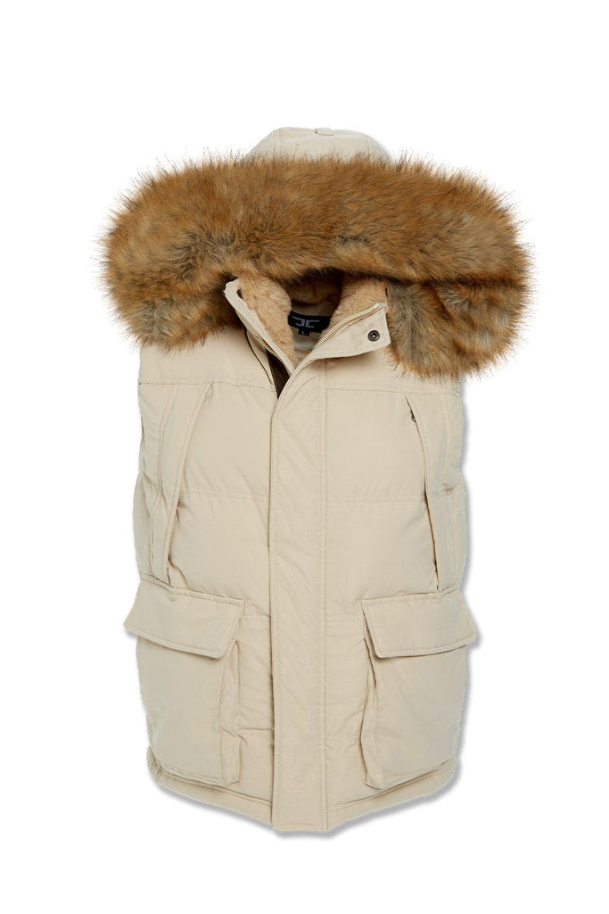 Big Men's Yukon Fur Lined Puffer Vest (Khaki)