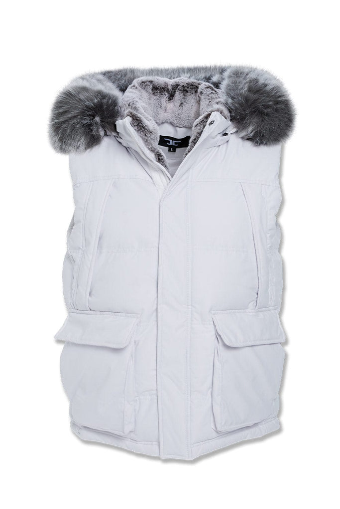 Big Men's Yukon Fur Lined Puffer Vest (Light Grey)