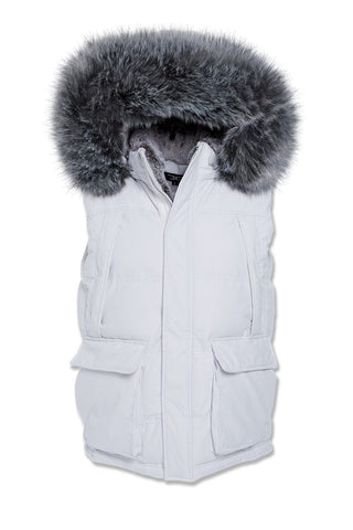 Big Men's Yukon Fur Lined Puffer Vest (Light Grey)