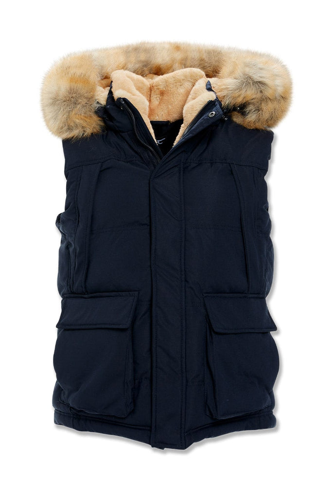 Big Men's Yukon Fur Lined Puffer Vest (Navy)