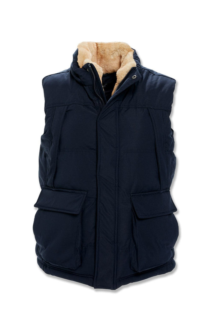 Big Men's Yukon Fur Lined Puffer Vest (Navy)