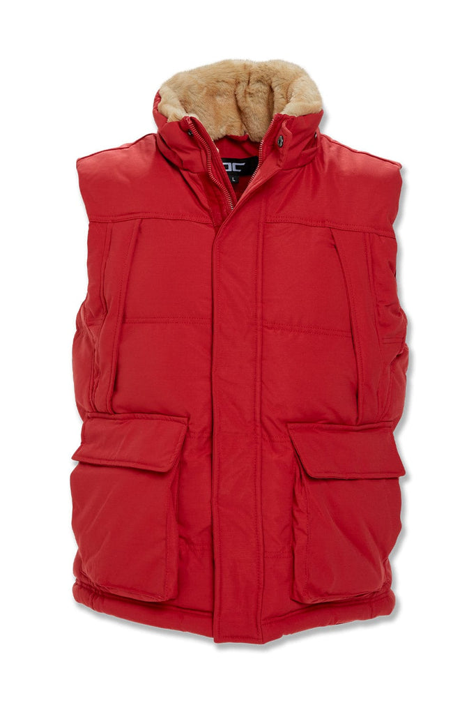 Big Men's Yukon Fur Lined Puffer Vest (Red)