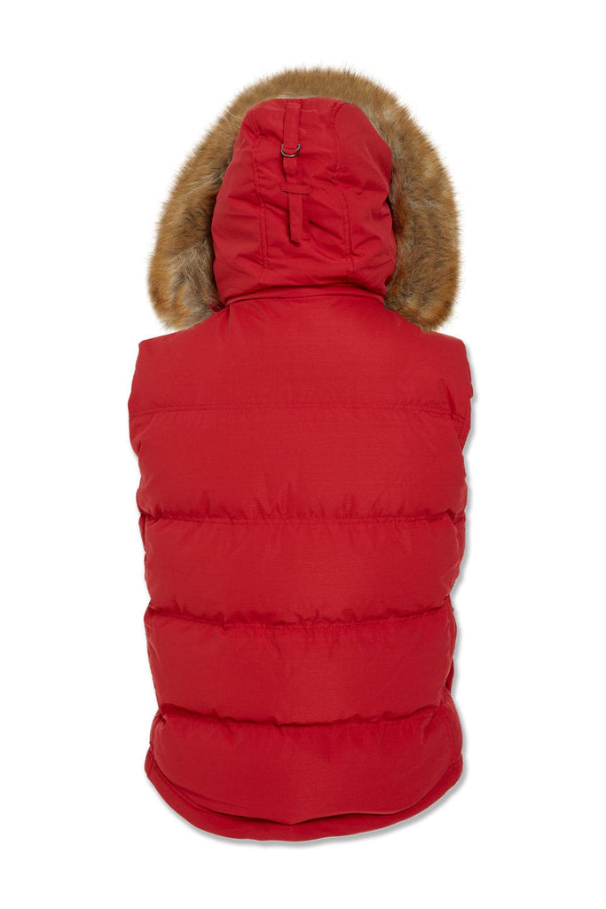 Yukon Fur Lined Puffer Vest (Red)