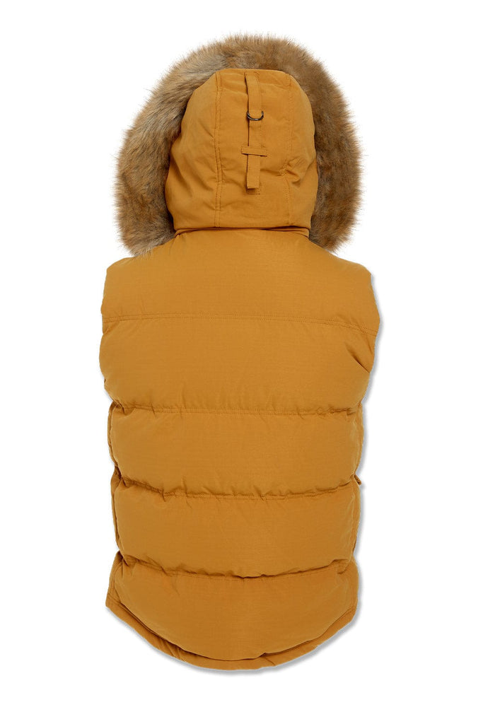 Big Men's Yukon Fur Lined Puffer Vest (Wheat)