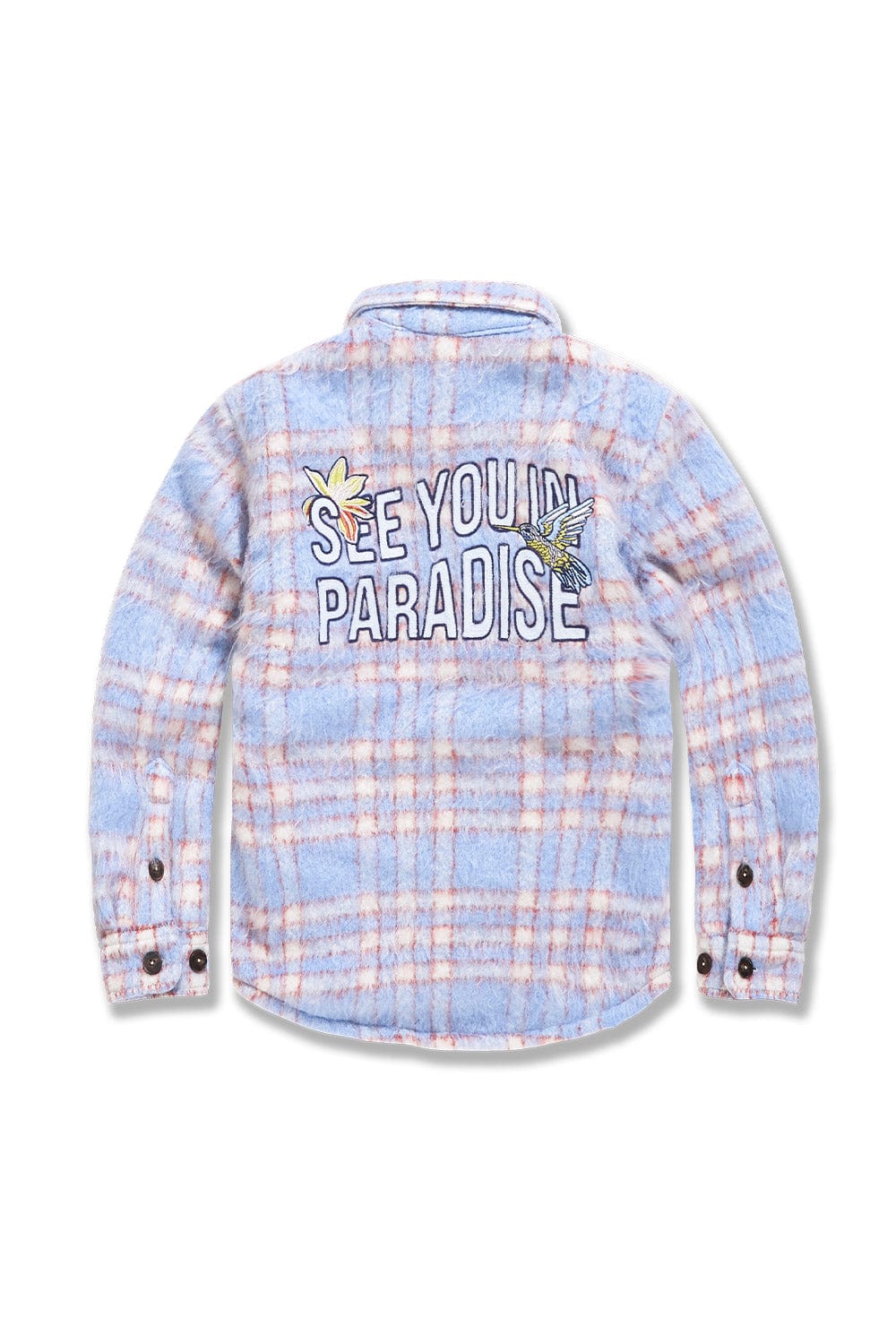 JC Kids Kids See You In Paradise Flannel Shacket (Sky Blue)