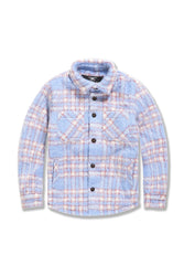 Kids See You In Paradise Flannel Shacket (Sky Blue)