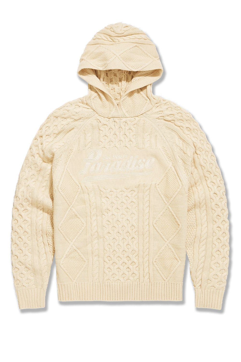 Jordan Craig Cable Knit Hooded Sweater (Cream) S / Cream