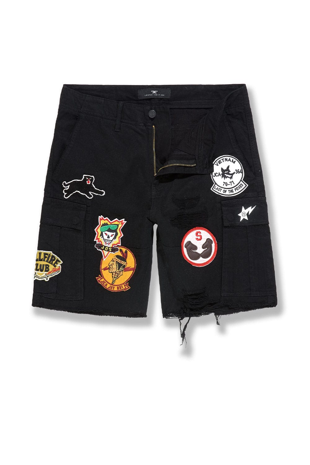 Big Men's War Angel Cargo Shorts (Black)