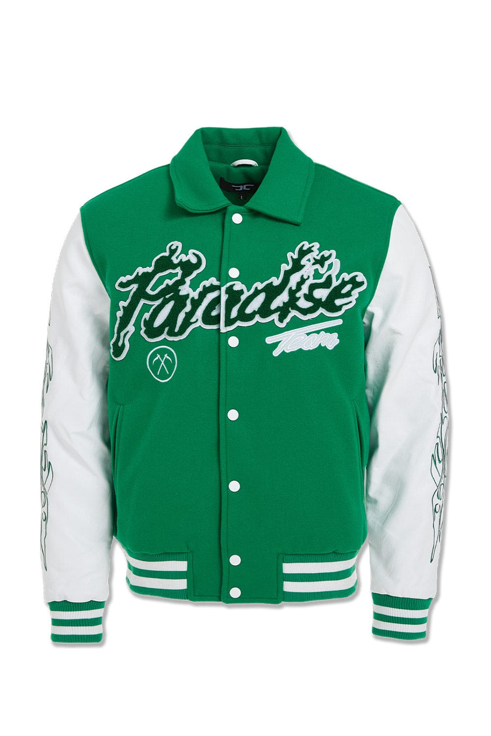 JC Big Men Big Men's Paradise Tour Varsity Jacket (Green) 4XL / Green