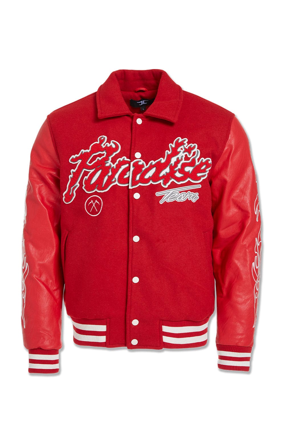 JC Big Men Big Men's Paradise Tour Varsity Jacket (Red) 4XL / Red