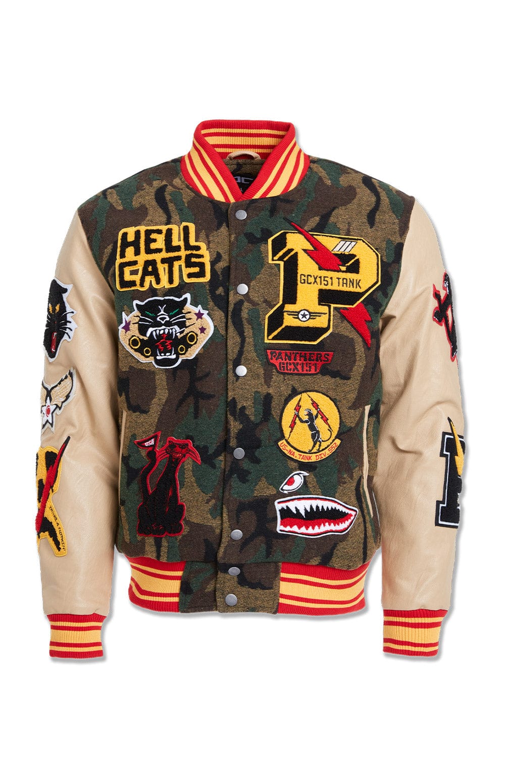 JC Big Men Big Men's Hellcat Varsity Jacket (Vintage Camo) 4XL / Vintage Camo