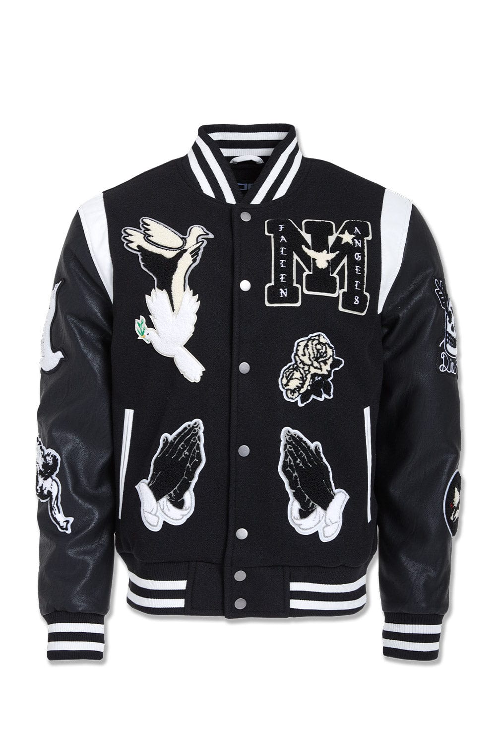 JC Big Men Big Men's Fallen Angels Varsity Jacket (Black) 4XL / Black