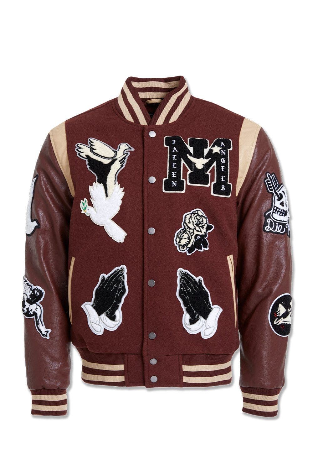 JC Big Men Big Men's Fallen Angels Varsity Jacket (Chocolate) 4XL / Chocolate