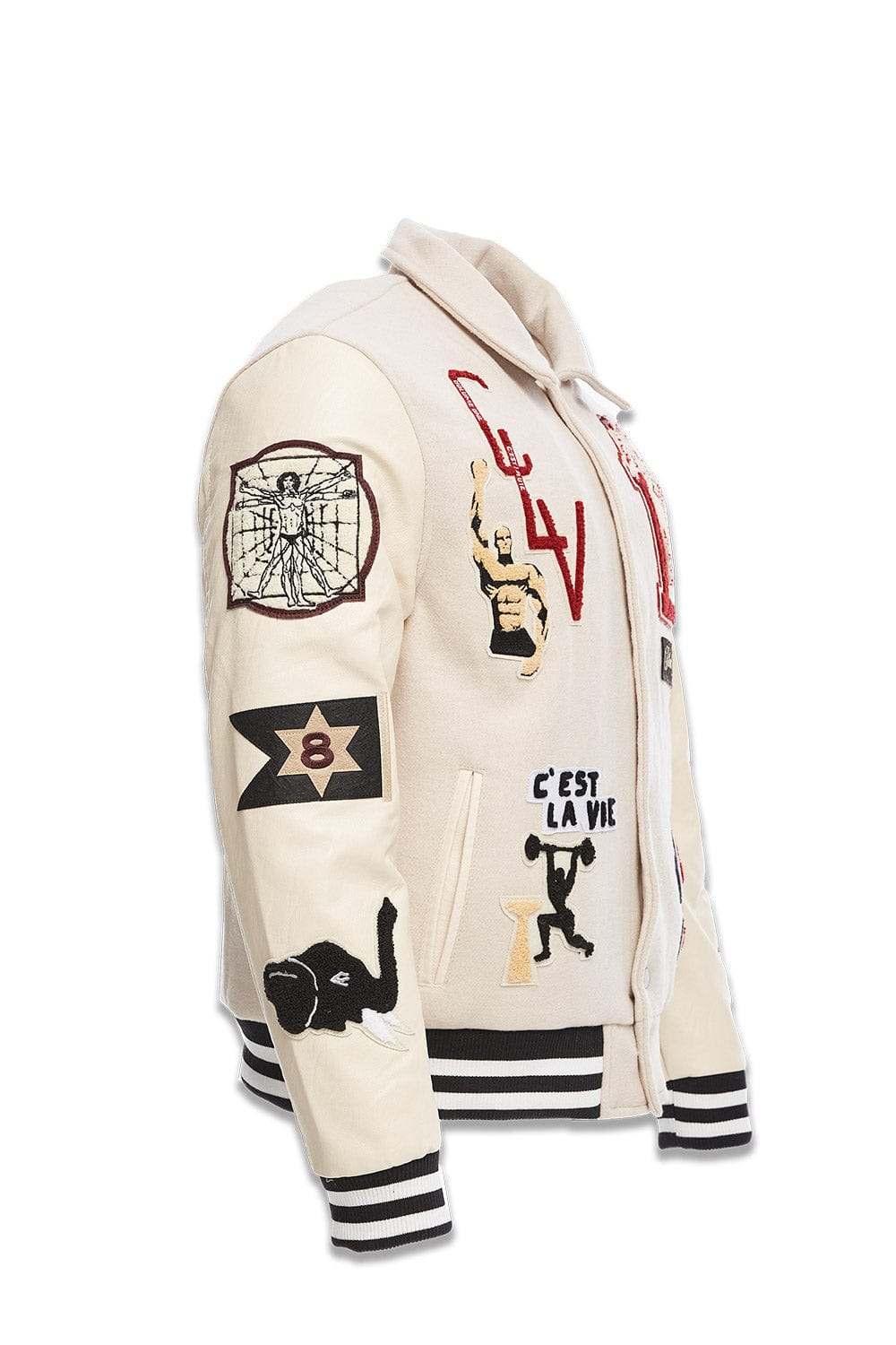 JC Big Men Big Men's Carpe Diem Varsity Jacket (Bone)